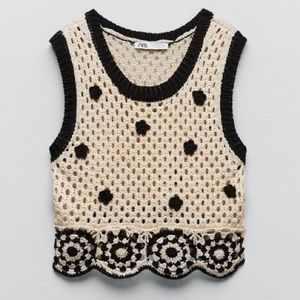 NWOT Zara Floral Crochet Top